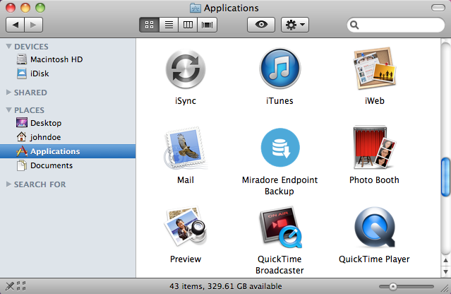 Endpoint backup in Mac OS X
